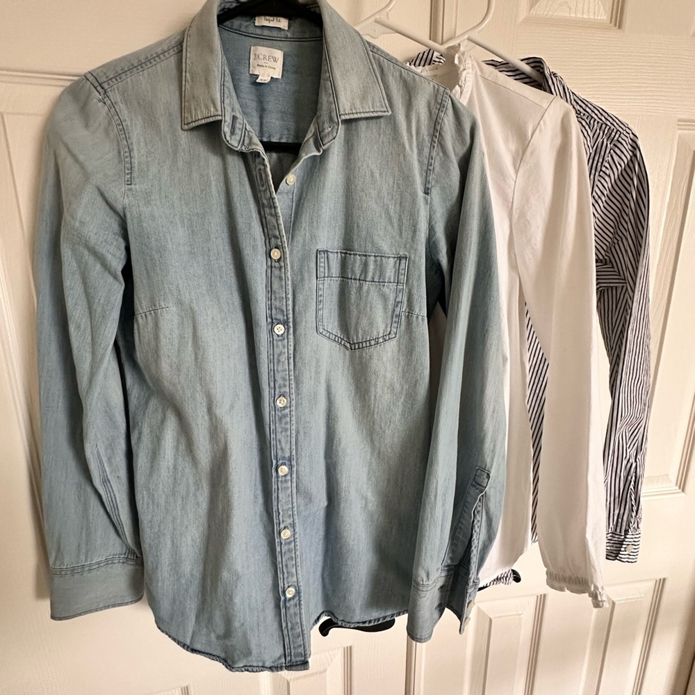 J. Crew Chambray, White and Striped Shirts for Women Lot